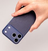 Süti NanoLeather PhoneBack för iPhone 17 Pro - Marinblå