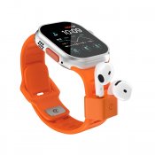 KeyBudz Sync+ Series Watch Strap and AirPod Dock for 44-49mm Apple Watch - Electric Orange