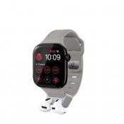 KeyBudz Sync+ Series -kelloranneke ja AirPod-telakka 38–42 mm:n Apple Watch -kellolle - Kivenharmaa