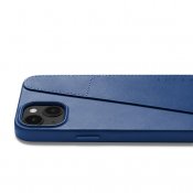 Mujjo Full Leather Wallet Case for iPhone 15 Plus and 14 Plus - Monaco blue