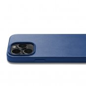 Mujjo Full Leather Case with MagSafe and Metal Buttons for iPhone 14 Pro - Monaco Blue