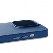 Mujjo Full Leather Case with MagSafe and Metal Buttons for iPhone 14 Pro - Monaco Blue