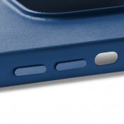 Mujjo Full Leather Case with MagSafe and Metal Buttons for iPhone 14 Pro - Monaco Blue