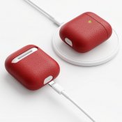 KeyBudz podSkinz Artisan Series læderetui til AirPods 3 - Rød farve