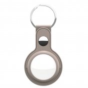 KeyBudz nøglering i læder til AirTag - Sand Beige