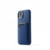 Mujjo Full Leather Wallet Case for iPhone 14 - Monaco Blue
