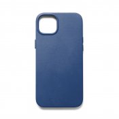 Mujjo Full Leather Case with MagSafe for iPhone 15 Plus - Monaco Blue