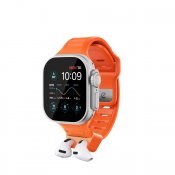 KeyBudz Sync+ Series-urrem og AirPod-dock til 44-49 mm Apple Watch - Elektrisk orange
