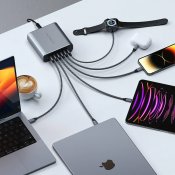 Satechi 200W USB-C 6-portars GaN-laddare - Rymdgrå