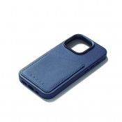 Mujjo iPhone 15 Pro Wallet Leather Case - Monaco blue