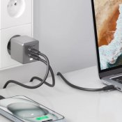 ALOGIC Dual USB-C 45 W hurtig GaN-kubeoplader - Rumgrå