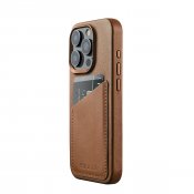 Mujjo iPhone 15 Pro Wallet Leather Case - Tan