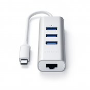 Satechi USB-C Aluminium hub - 3 port USB 3.0 + Ethernet (RJ45) - Sølv