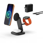 Satechi 3-i-1 hopfällbart Qi2 trådlöst laddställ - Svart