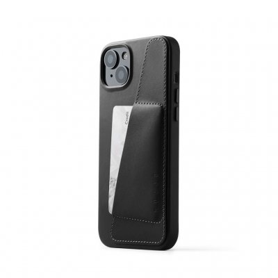 Mujjo Full Leather Wallet Case for iPhone 15 Plus and 14 Plus - Black