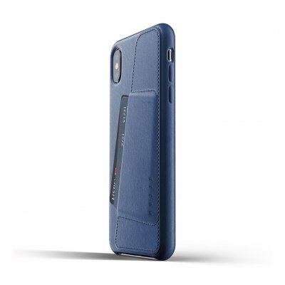 Mujjo Full Leather Wallet Case for iPhone XS Max - Monaco Blue