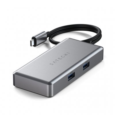 Satechi USB-C Multiport Adapter för Chromebook - HDMI 4K, 96W PD-laddning, 2 USB 3.2-portar, Rymdgrå