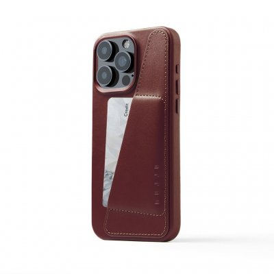 Mujjo iPhone 15 Pro Max Wallet Leather Case - Burgundy
