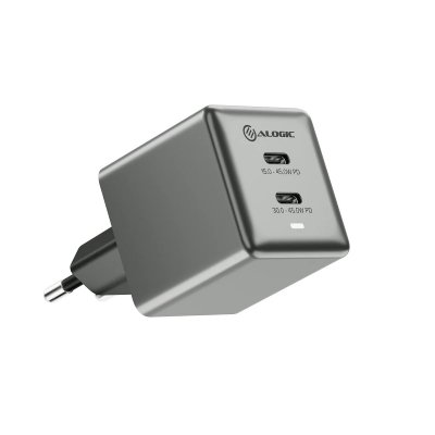 ALOGIC Dual USB-C 45 W hurtig GaN-kubeoplader - Rumgrå