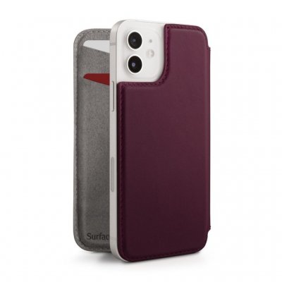 Twelve South surfacePad til iPhone 12 Mini - Ultratyndt MagSafe-cover i læder til iPhone 12 Mini - Blomme Blomme