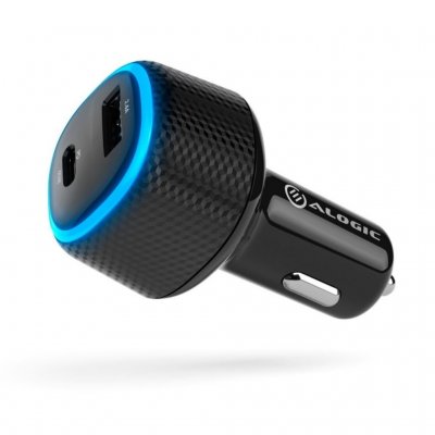 ALOGIC RAPID 2 Port USB-C & USB-A Laptop & Phone Car Charger - Sort