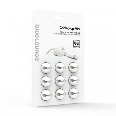 Bluelounge CableDrop Mini - Självhäftande hållare för sladdar, 9-pack - Vit
