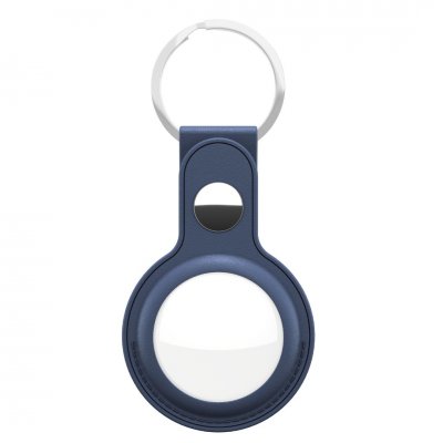 Keybudz nøkkelring i skinn for AirTag 2-pakning - koboltblå