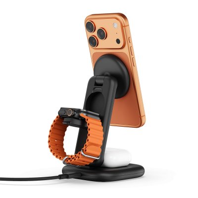 Satechi 3-i-1 hopfällbart Qi2 trådlöst laddställ - Svart